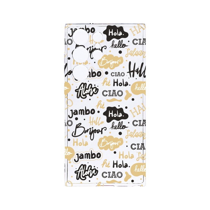 Husa BestCase® Clear Silicon 2MM, Compatibila Cu Samsung Galaxy S23 Ultra, Hello, Antisoc, Protectie Camera, Margini ridicate pentru protectia ecranului, T 78