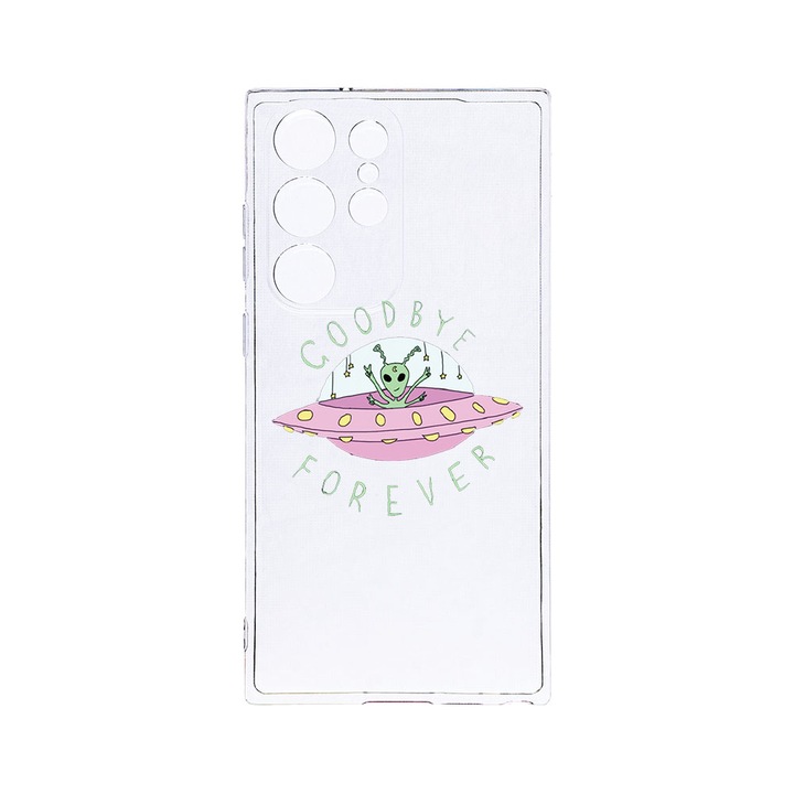 Husa BestCase® Clear Silicon 2MM, Compatibila Cu Samsung Galaxy S23 Ultra, Universe, Good Bye, Antisoc, Protectie Camera, Margini ridicate pentru protectia ecranului, T 474