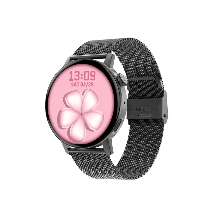 Смарт часовник STELS DT3 Mini, Водоустойчив, GPS, EKG, PPG, NFC, 1.19 инчов HD Full touch control, Резолюция 390 * 390 пиксела, Черен