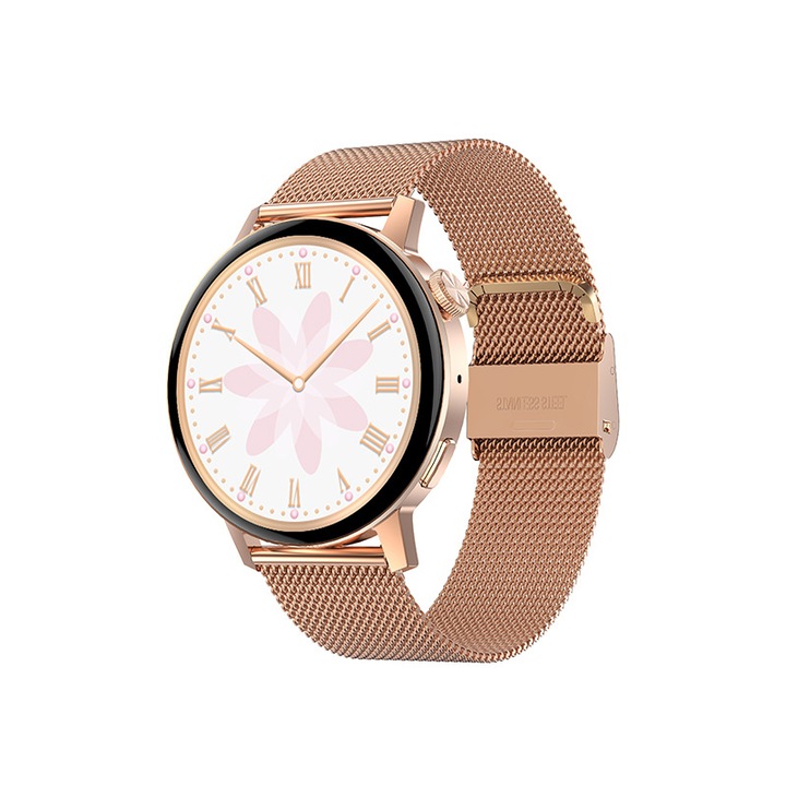 Смарт часовник STELS DT3 Mini, Водоустойчив, GPS, EKG, PPG, NFC, 1.19 инчов HD Full touch control, Резолюция 390 * 390 пиксела, Златист