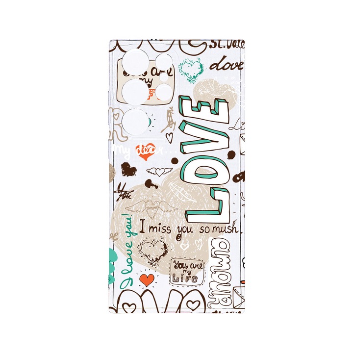 Husa BestCase® Clear Silicon 2MM, Compatibila Cu Samsung Galaxy S23 Ultra, Love, Antisoc, Protectie Camera, Margini ridicate pentru protectia ecranului, T 25