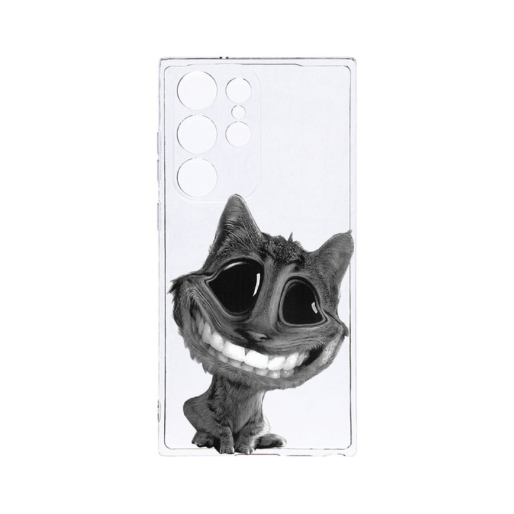 Husa BestCase® Clear Silicon 2MM, Compatibila Cu Samsung Galaxy S23 Ultra, Crazy Cat, Antisoc, Protectie Camera, Margini ridicate pentru protectia ecranului, T 20