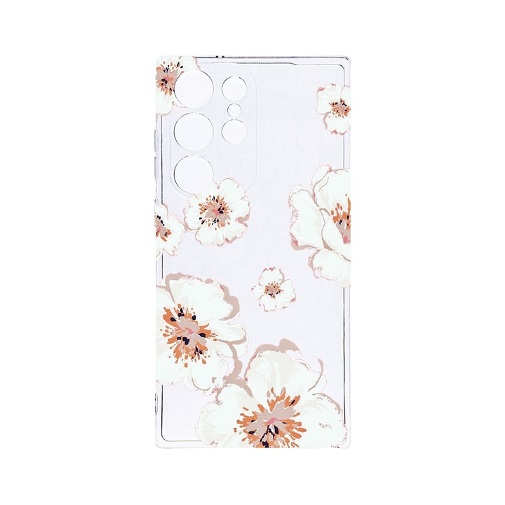Husa BestCase® Clear Silicon 2MM, Compatibila Cu Samsung Galaxy S23 Ultra, Pastel Colors - Flowers, Antisoc, Protectie Camera, Margini ridicate pentru protectia ecranului, T 499