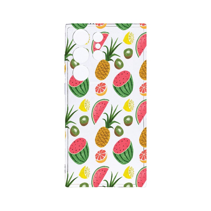 Husa BestCase® Clear Silicon 2MM, Compatibila Cu Samsung Galaxy S23 Ultra, Ananas, Antisoc, Protectie Camera, Margini ridicate pentru protectia ecranului, T 666