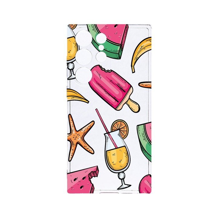 Husa BestCase® Clear Silicon 2MM, Compatibila Cu Samsung Galaxy S23 Ultra, Summer Ornaments, Antisoc, Protectie Camera, Margini ridicate pentru protectia ecranului, T 836