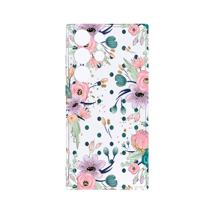 Husa BestCase® Clear Silicon 2MM, Compatibila Cu Samsung Galaxy S23 Ultra, Flowers Collection, Antisoc, Protectie Camera, Margini ridicate pentru protectia ecranului, T 495