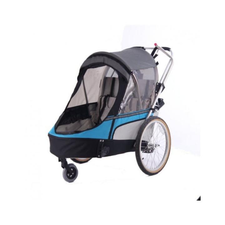 Remorca dubla pentru biciclete, Weehoo, Albastru, Gri