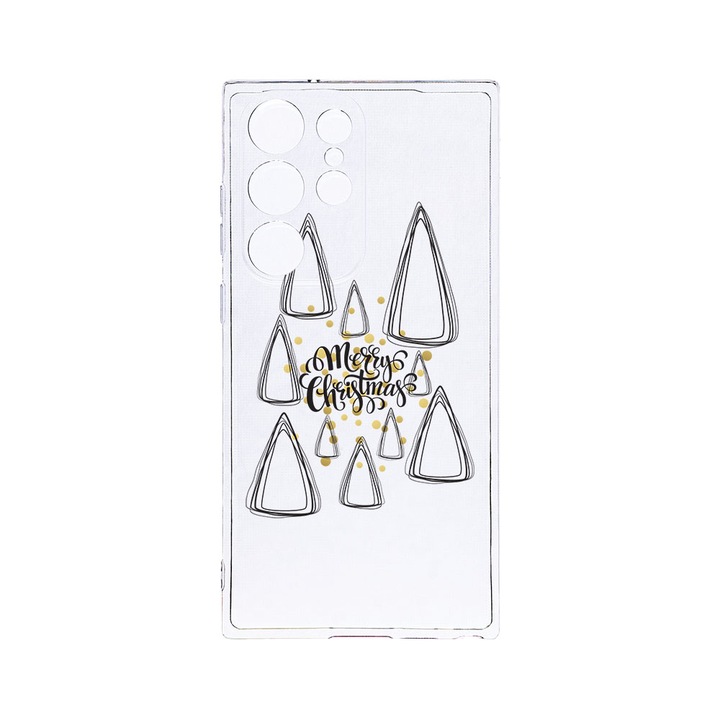 Husa BestCase® Clear Silicon 2MM, Compatibila Cu Samsung Galaxy S23 Ultra, Minimalist Merry Christmas, Antisoc, Protectie Camera, Margini ridicate pentru protectia ecranului, T 870