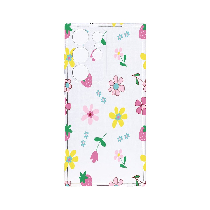 Husa BestCase® Clear Silicon 2MM, Compatibila Cu Samsung Galaxy S23 Ultra, Flowers, Antisoc, Protectie Camera, Margini ridicate pentru protectia ecranului, T 687
