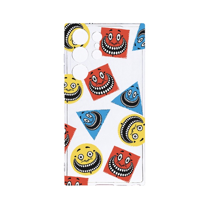 Husa BestCase® Clear Silicon 2MM, Compatibila Cu Samsung Galaxy S23 Ultra, Abstract Smiley, Antisoc, Protectie Camera, Margini ridicate pentru protectia ecranului, T 1014