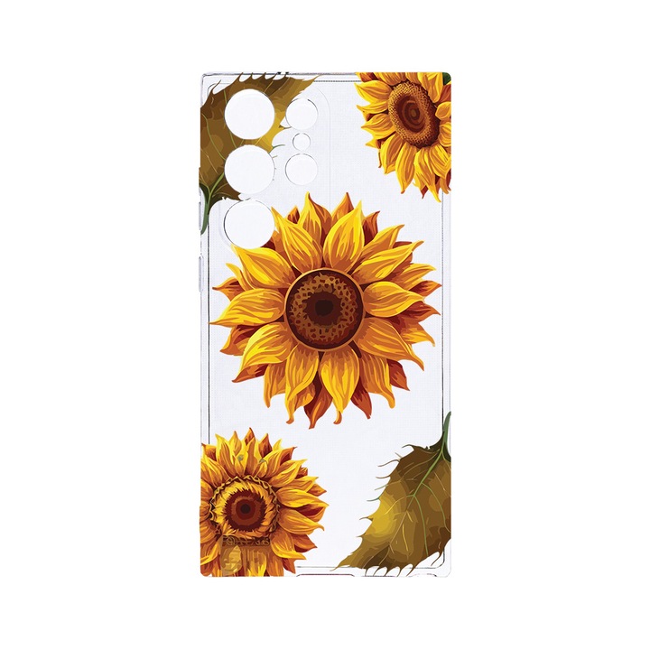 Husa BestCase® Clear Silicon 2MM, Compatibila Cu Samsung Galaxy S23 Ultra, Sun Flower, Antisoc, Protectie Camera, Margini ridicate pentru protectia ecranului, T 1070