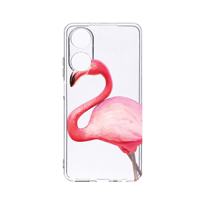 Husa BestCase® Clear Silicon 2MM, Compatibila Cu OPPO A98 5G, Flamingo, Antisoc, Protectie Camera, Margini ridicate pentru protectia ecranului, T 55