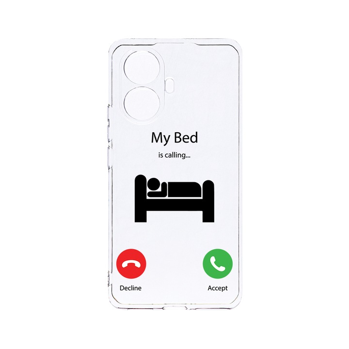 Husa BestCase® Clear Silicon 2MM, Compatibila Cu Realme 10 Pro Plus, My Bed Is Calling, Antisoc, Protectie Camera, Margini ridicate pentru protectia ecranului, T 945