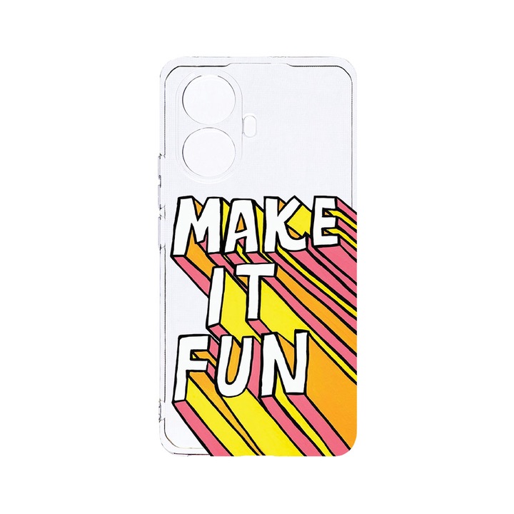 Husa BestCase® Clear Silicon 2MM, Compatibila Cu Realme 10 Pro Plus, Make It Fun, Antisoc, Protectie Camera, Margini ridicate pentru protectia ecranului, T 494