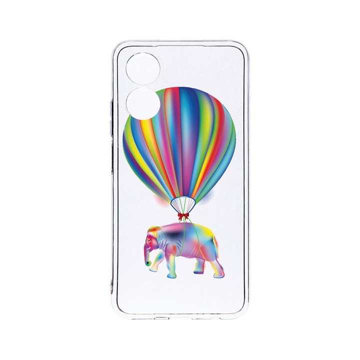 Husa BestCase® Clear Silicon 2MM, Compatibila Cu OPPO A78 / A58 5G, Rainbow Elefant, Antisoc, Protectie Camera, Margini ridicate pentru protectia ecranului, T 767