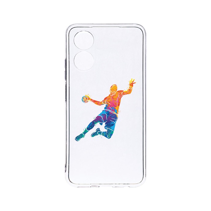 Husa BestCase® Clear Silicon 2MM, Compatibila Cu OPPO A78 / A58 5G, Handball Colorful, Antisoc, Protectie Camera, Margini ridicate pentru protectia ecranului, T 800