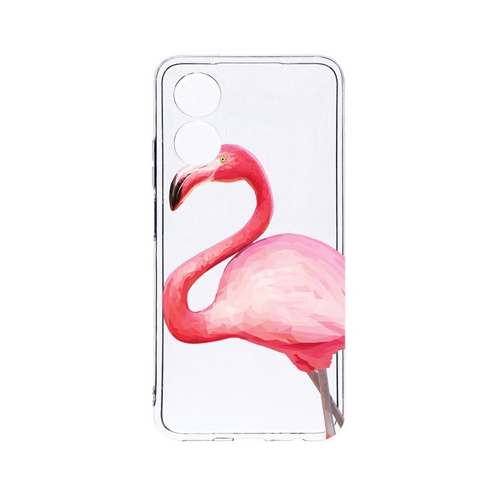 BestCase 2MM Clear Szilikon telefontok, OPPO A78 / A58 5G, Flamingo, Kamera védelem, strapabíró, T 55
