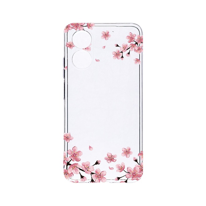BestCase 2MM Clear Szilikon telefontok, OPPO A17, Pastel colors - flowers, Kamera védelem, strapabíró, T 694