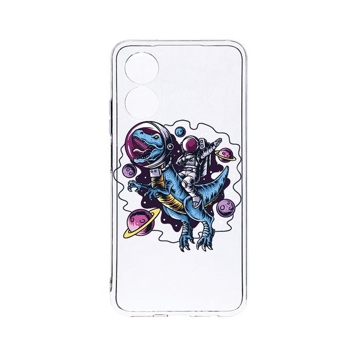 BestCase 2MM Clear Szilikon telefontok, OPPO A17, Astronaut Ride, Kamera védelem, strapabíró, T 772