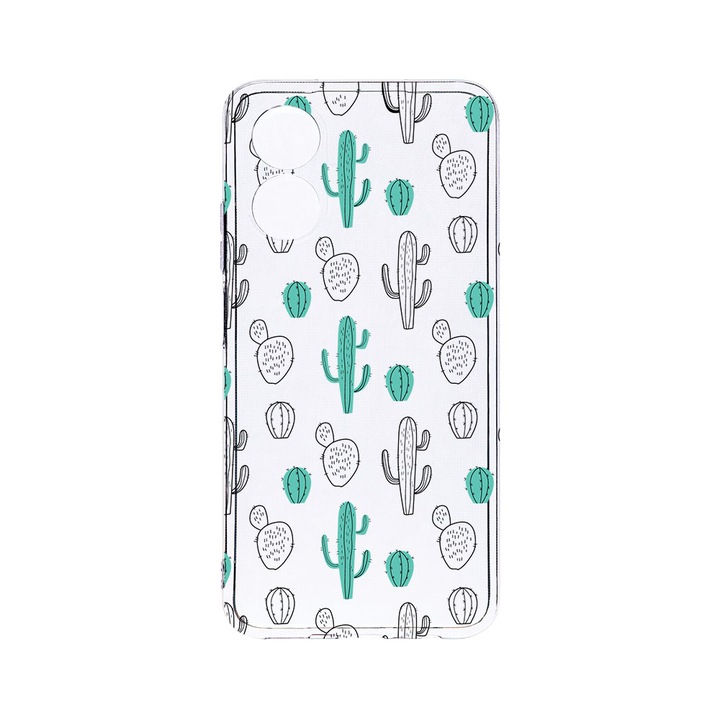 Husa BestCase® Clear Silicon 2MM, Compatibila Cu OPPO A78 / A58 5G, Cactus, Antisoc, Protectie Camera, Margini ridicate pentru protectia ecranului, T 84