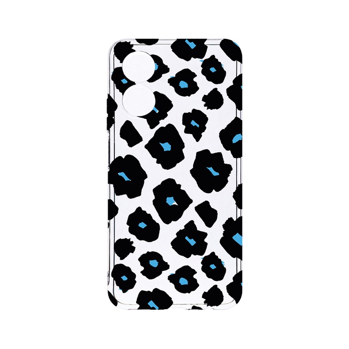 Husa BestCase® Clear Silicon 2MM, Compatibila Cu OPPO A78 / A58 5G, Blue Leopard Pattern, Antisoc, Protectie Camera, Margini ridicate pentru protectia ecranului, T 1039