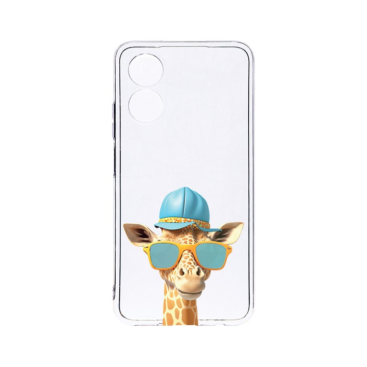 Husa BestCase® Clear Silicon 2MM, Compatibila Cu OPPO A78 / A58 5G, Cool Giraffe, Antisoc, Protectie Camera, Margini ridicate pentru protectia ecranului, T 1007