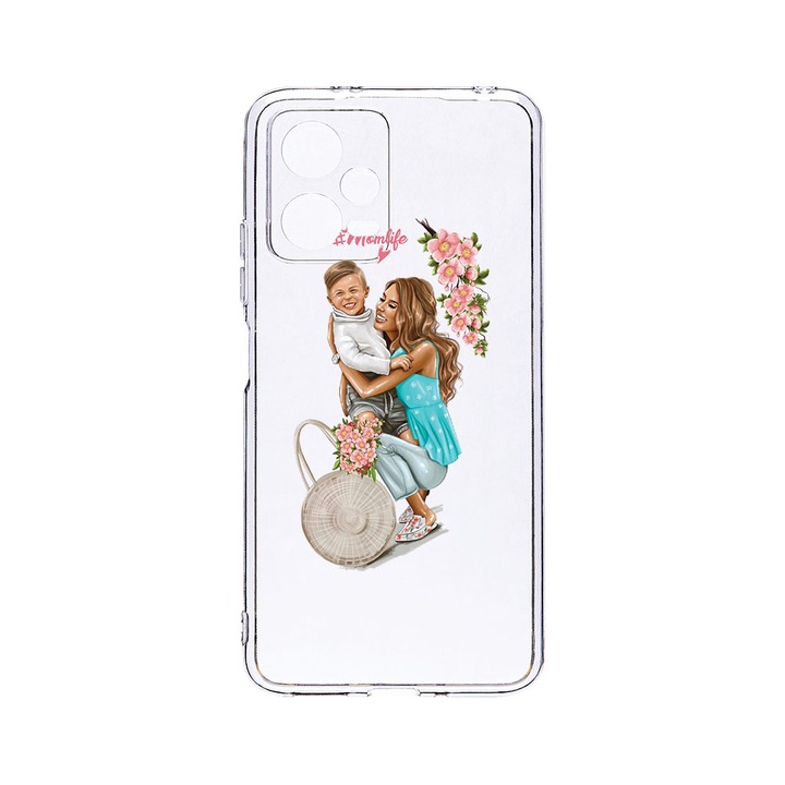 BestCase 2MM Clear Szilikon telefontok, Xiaomi Redmi Note 12 5G, Mom Life With a Boy, Kamera védelem, strapabíró, T 559