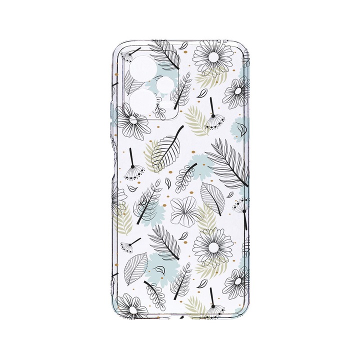 BestCase 2MM Clear Szilikon telefontok, Poco X5 / Xiaomi Redmi Note 12 5G, Flowers, Kamera védelem, strapabíró, T 81