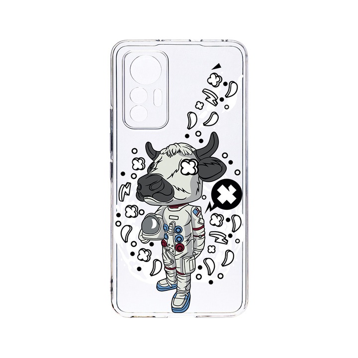 BestCase 2MM Clear Szilikon telefontok, Xiaomi 13 Lite, Cow Astronaut, Kamera védelem, strapabíró, T 976