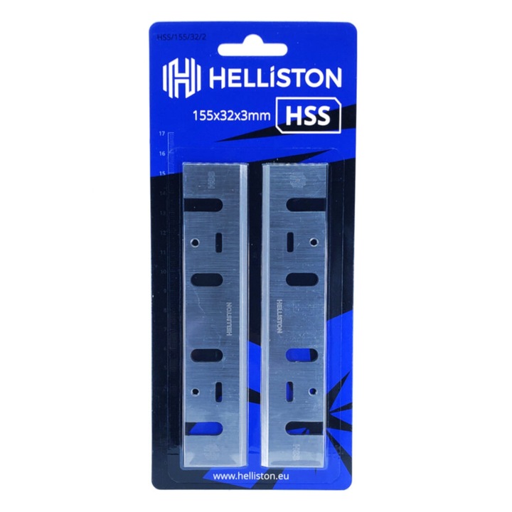 Set 4 lame de rindea, HELLISTON, Pentru Bosch/Makita/Ryobi, 155 x 32 x 3 mm, Albastru