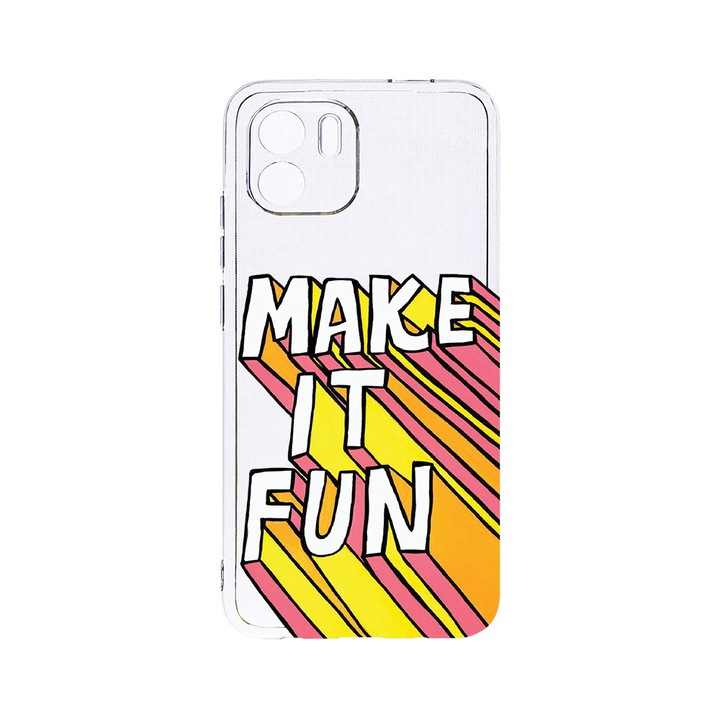 Husa BestCase® Clear Silicon 2MM, Compatibila Cu Xiaomi Redmi A2, Make It Fun, Antisoc, Protectie Camera, Margini ridicate pentru protectia ecranului, T 494