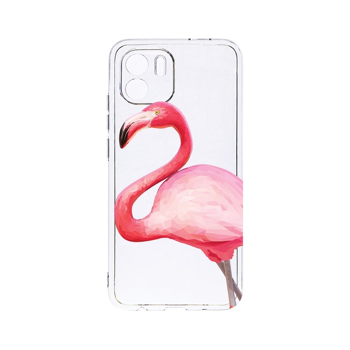 Husa BestCase® Clear Silicon 2MM, Compatibila Cu Xiaomi Redmi A1, Flamingo, Antisoc, Protectie Camera, Margini ridicate pentru protectia ecranului, T 55