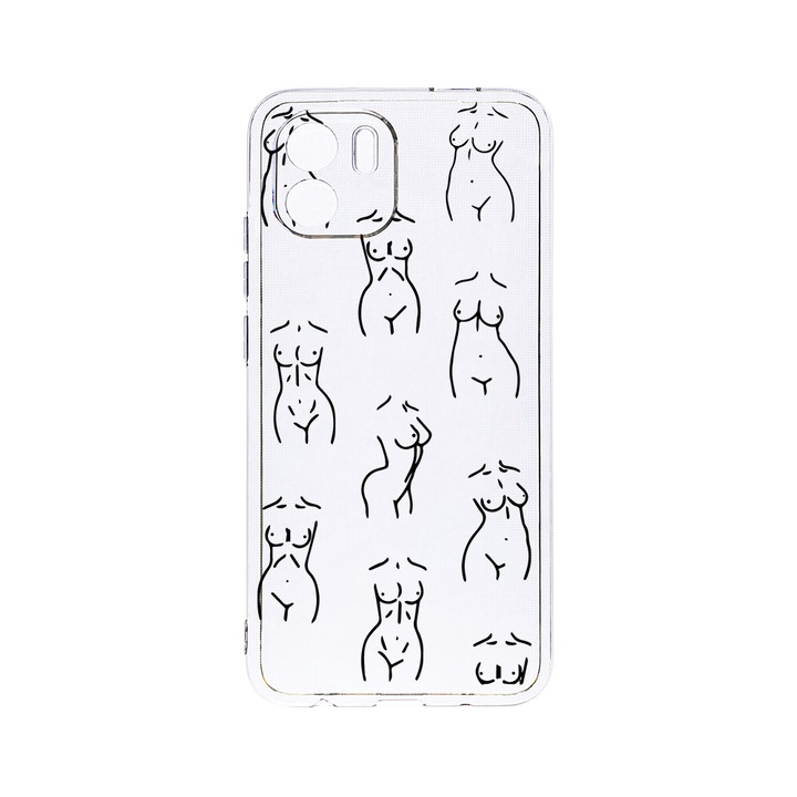 Силиконов калъф BestCase за Xiaomi Redmi A1, Body Pattern, Camera Protection, Clear Silicon 2MM, T 1061