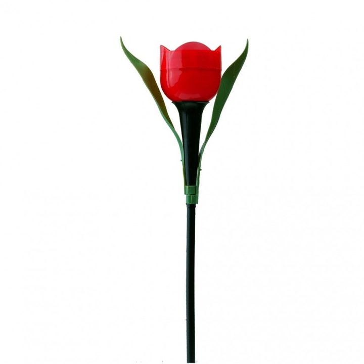 LED napelemes lámpa Lightex TULIP, 0.06W, 6000K, IP44, piros