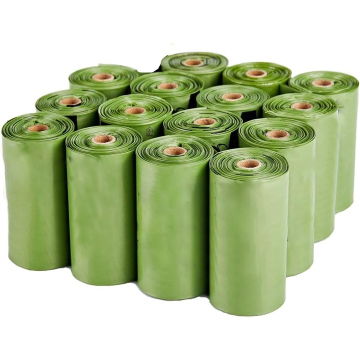 Set saci menajeri pentru caini, Zola®, 15 role, biodegradabile, verzi