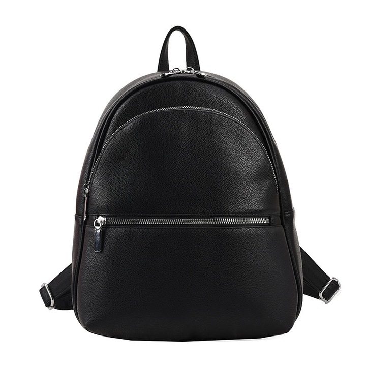 Rucsac Dama Casual din piele ecologica, cu compartiment dublu, Negru