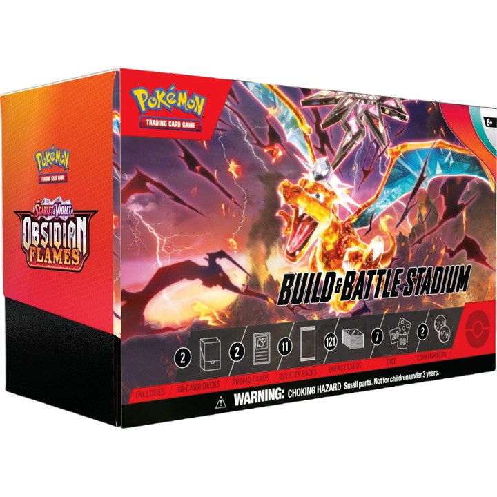 Карти за игра Pokemon Company, TCG, Obsidian Flames Build & Battle Stadium, +6 години, Многоцветен