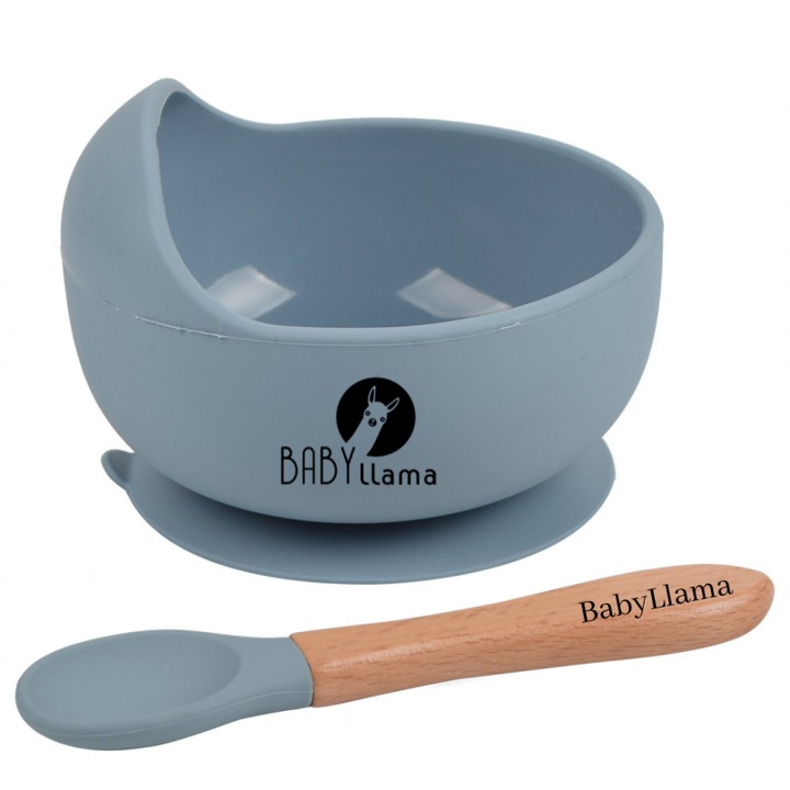 Bol din silicon cu lingura Dusty Blue, 38589