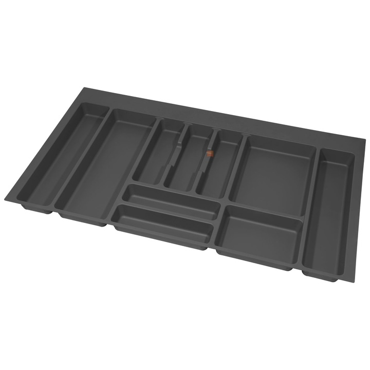 Suport organizare tacamuri, pentru latime exterioara corp 900 mm, montabil in sertar de bucatarie, Emuca, antracit