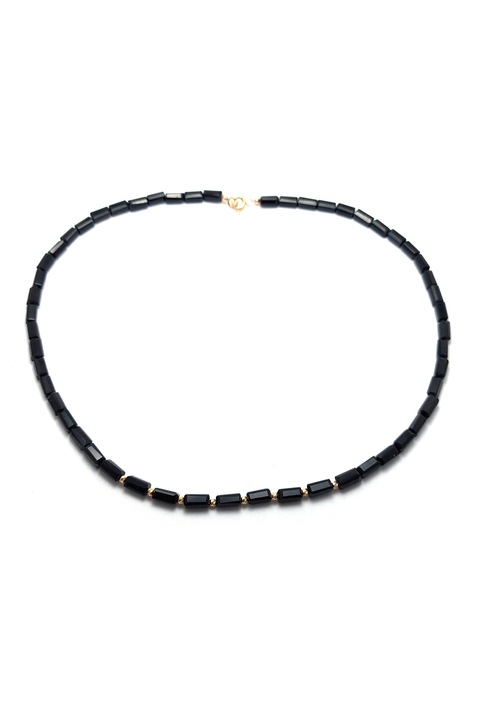 Colier cu Onix dreptunghiulare si bile de aur de 14k de 2mm, lungime 40 cm