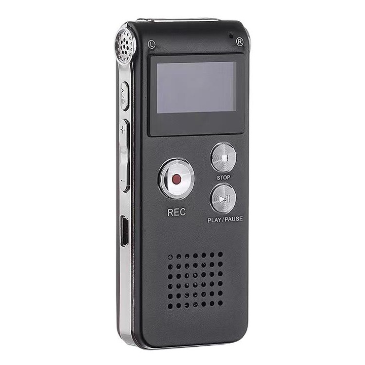 Reportofon, 8 GB, 80 db, 20 Hz-20kHz, 800 mW, WAV, 8 x 3.5 x 1.1 cm, Negru/Argintiu