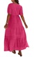 Rochie lunga de vara fluida cu maneca scurta, creponata, culoare roz, Marime XL-2XL INTL