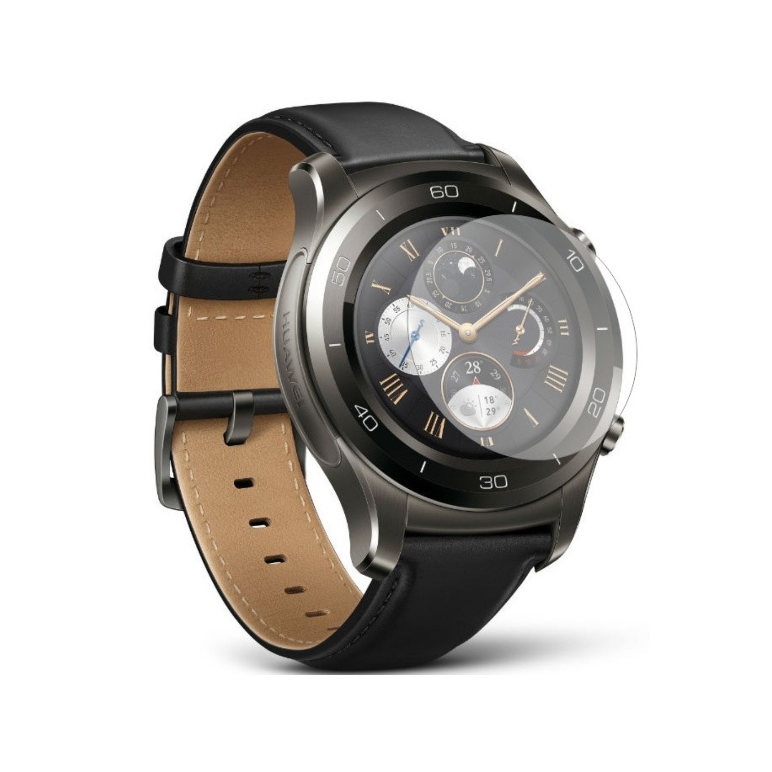 Set 2 Folii Protectie Ecran, Acoperire Totala, Adezive si Foarte Flexibile, Invisible Skinz Ultra-Clear AutoRegeneranta pentru Huawei Watch 2