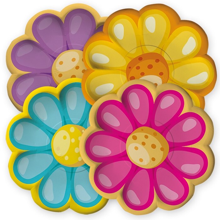 Farfurii 29 cm, mix flori, 8 buc/set Big Party