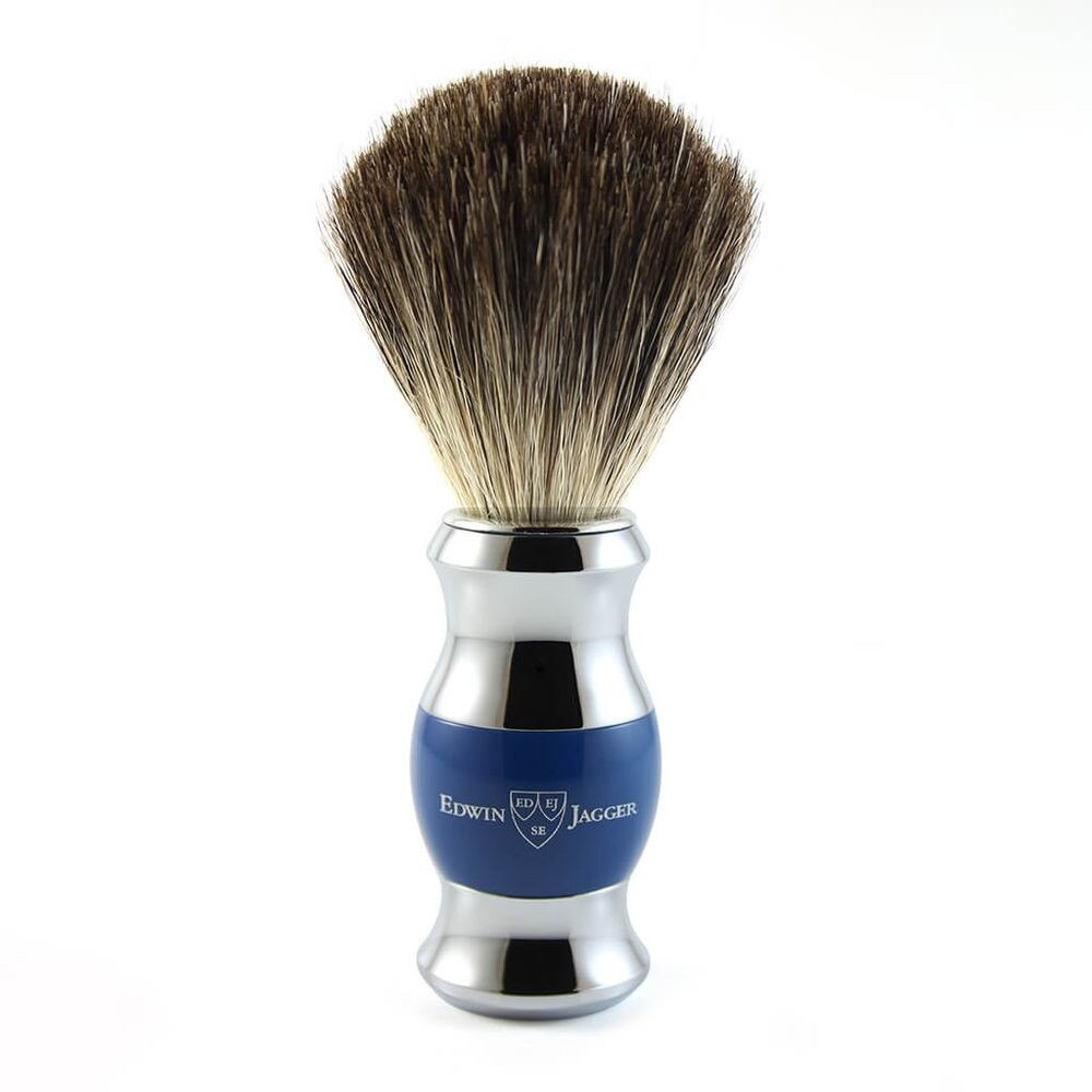 Edwin Jagger Pamatuf pentru barbierit Blue & Silver, Pure Badger