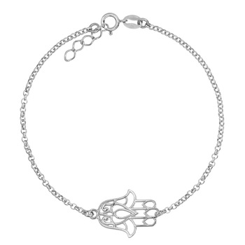 Bratara Argint 925 placat cu rodiu si charm Hamsa Bratara Argint 925 placat cu rodiu si charm Hamsa
