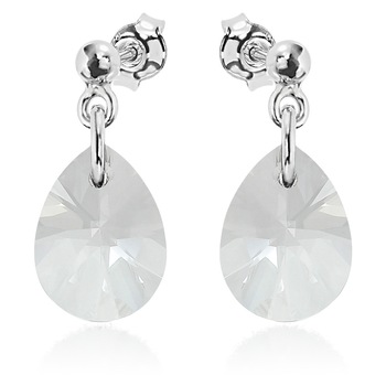 Cercei Argint 925 placat cu rodiu cu cristale Swarovski® Minipear 12mm Surub Crystal Clear Cercei Argint 925 placat cu rodiu cu cristale Swarovski® Minipear 12mm Surub Crystal Clear