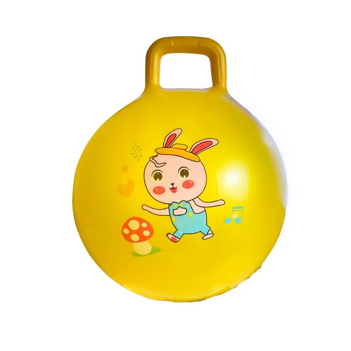 Minge Gonflabila de sarit pentru copii, Fitness, 45-55 cm Diametru, Pentru utilizare in interior si exterior, Culoare Galben