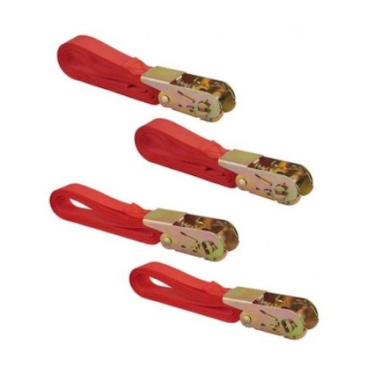 Set 4 chingi poliester cu clichet, 25 mm x 3,0 m/5,0 m