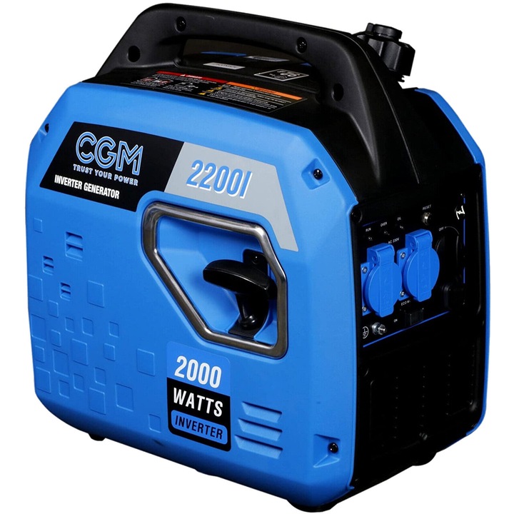 Generator CGM Seria inverter 2200I, 230V, 50Hz, 2.2kVA, 2kW putere maxima, benzina, motor stage V, tehnologie inverter, rezervor 4 litri, pornire la sfoara